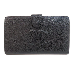 CHANEL Black Caviar Leather Coco Mark Wallet